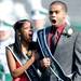Eastern Michigan seniors Chenise Smith and Chris Knight react to being named Homecoming king and queen during half time at Rynearson Stadium on Saturday afternoon. Melanie Maxwell I AnnArbor.com